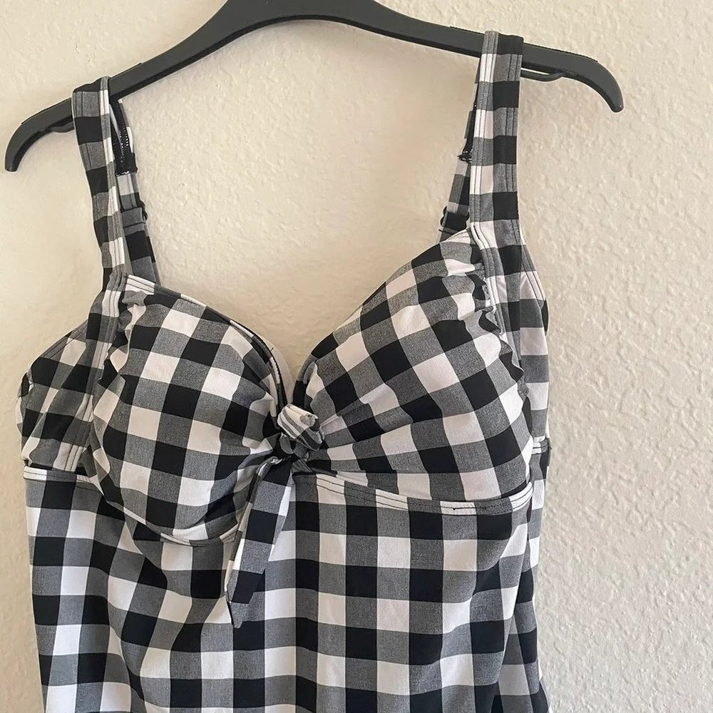 NEXT Plaid One Piece Black and White Bathing‎ Suit - Picture 4 of 6